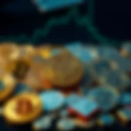 Symbolic representation of various cryptocurrencies