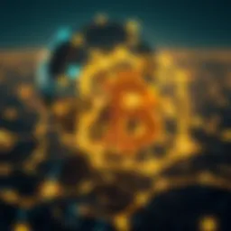 A conceptual representation of blockchain technology applied to real estate transactions.