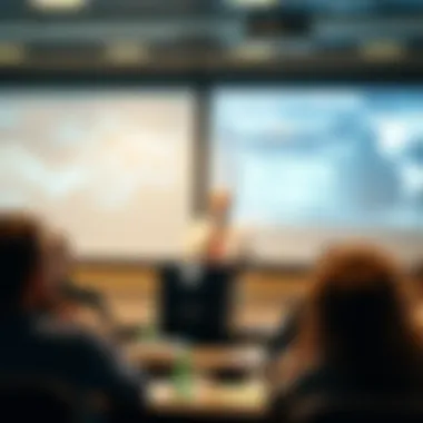 Blockchain Applications Explained An instructor delivering a lecture on blockchain applications