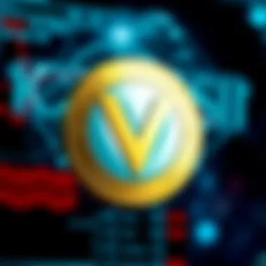 A visual representation of the Verus Coin logo with a digital background