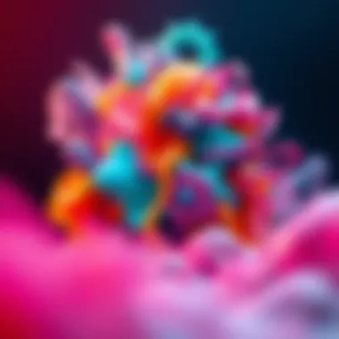 A visual representation of a digital art piece showcasing vibrant colors and abstract forms