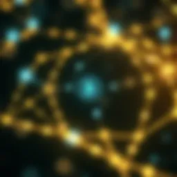 Illustration of a blockchain network with interconnected nodes