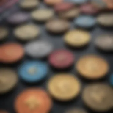 Historical gaming tokens displayed alongside modern digital equivalents